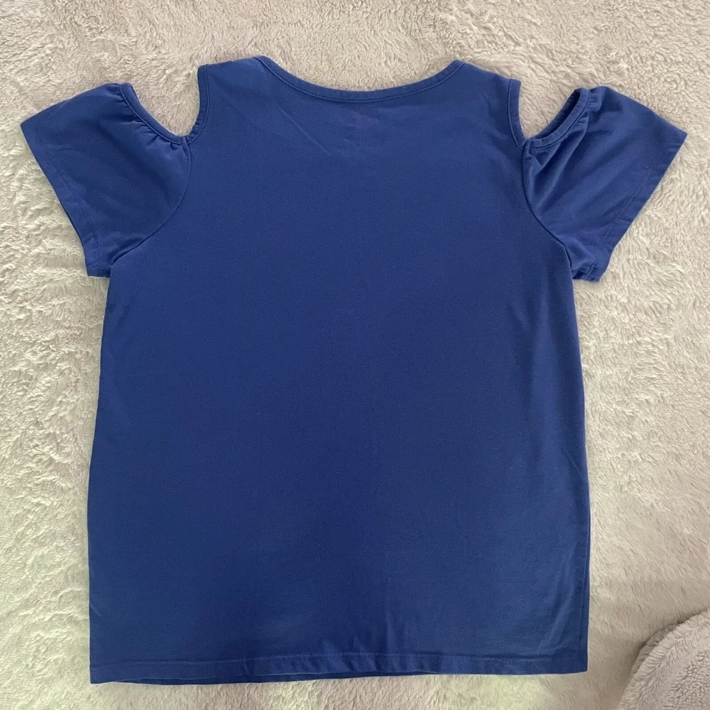 The Children's Place Cold Shoulder Top Cotton Blend Casual Blue Size XL 14